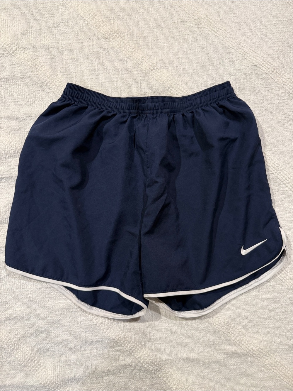 Nike Women's Navy Athletic Shorts with White Trim